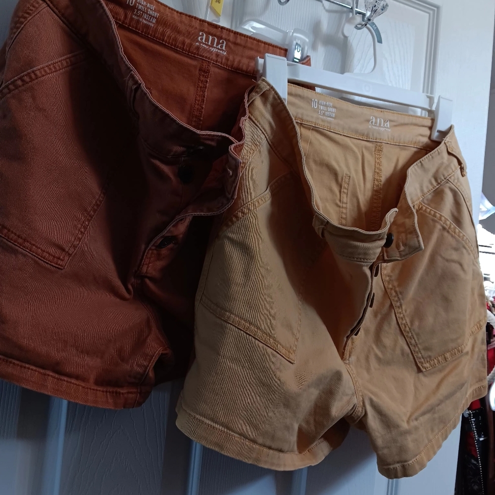 2 Pairs Ana Twill Button Fly 3.5"  Size 10